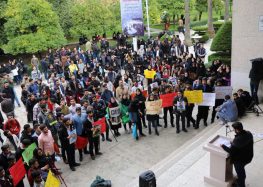 اعتراض به ادعاهای خلاف واقع حسن روحانی مبنی بر وجود آزادی بیان در دانشگاه‌های ایران از سوی دانشجویان