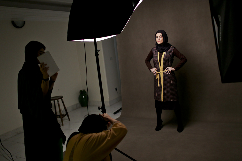 Iranian Sahar, is posing for a fashion photographer.modelling these days very popular between iranian youth